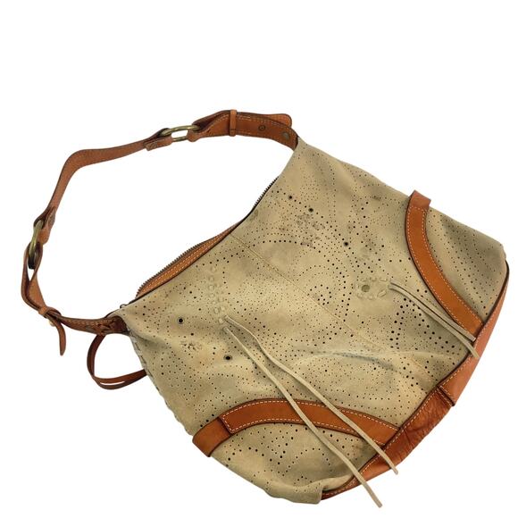 Lucky Brand Vintage Inspired Beige Leather Shoulder Bag - Preowned Womens - Picture 1 of 6